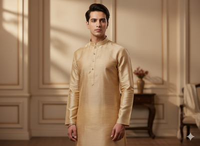 Beige Plain Bangalore Raw Silk Fabric  (Wholesale)