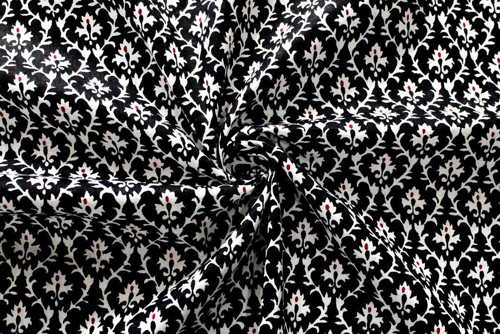 Black Floral Printed Pure Cotton Fabric