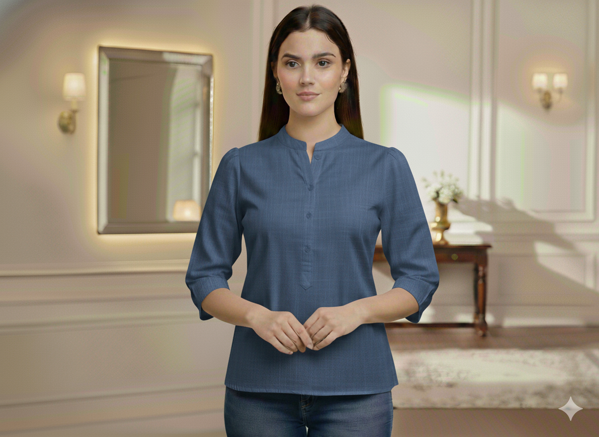 कोबाल्ट नीला सादा ग्लेज्ड कॉटन कपड़ा (थोक)