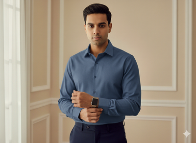 कोबाल्ट नीला सादा ग्लेज्ड कॉटन कपड़ा