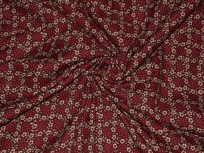 Maroon Floral Pure Cotton Fabric