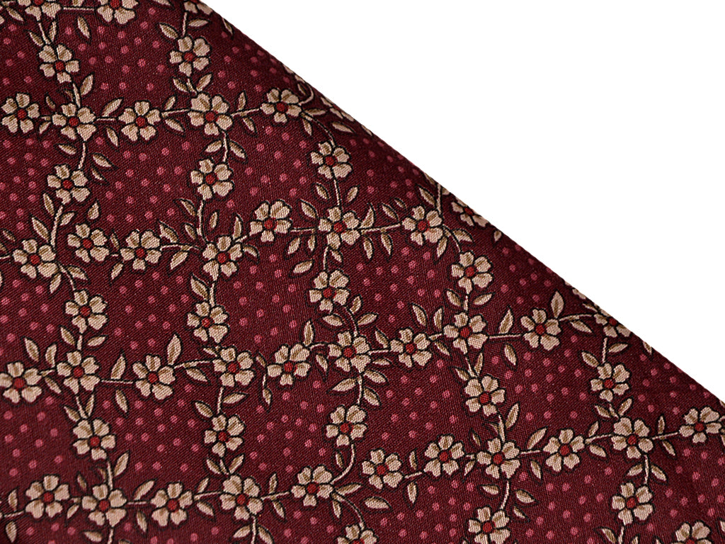 Maroon Floral Pure Cotton Fabric