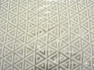 Beige Faux Poly Georgette With Sequins Embroidered Fabric