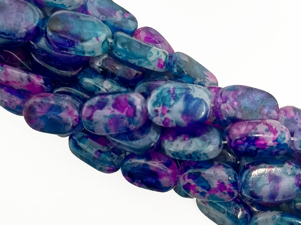 Multicolor Spotted Oval Designer Glass Beads