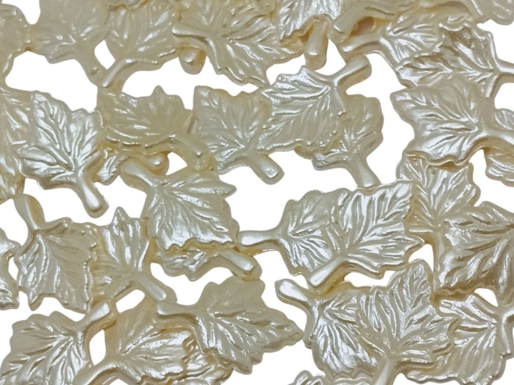 Cream Uneven Zari Acrylic Beads