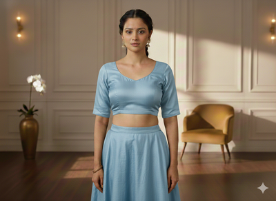 Light Sky Blue Plain Bangalore Raw Silk Fabric  (Wholesale)