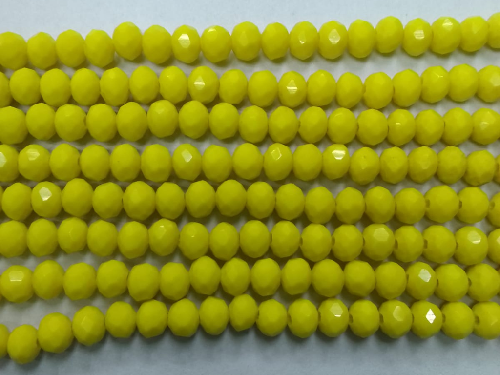 Yellow Tyre Crystal Glass Beads- 6 mm (Wholesale