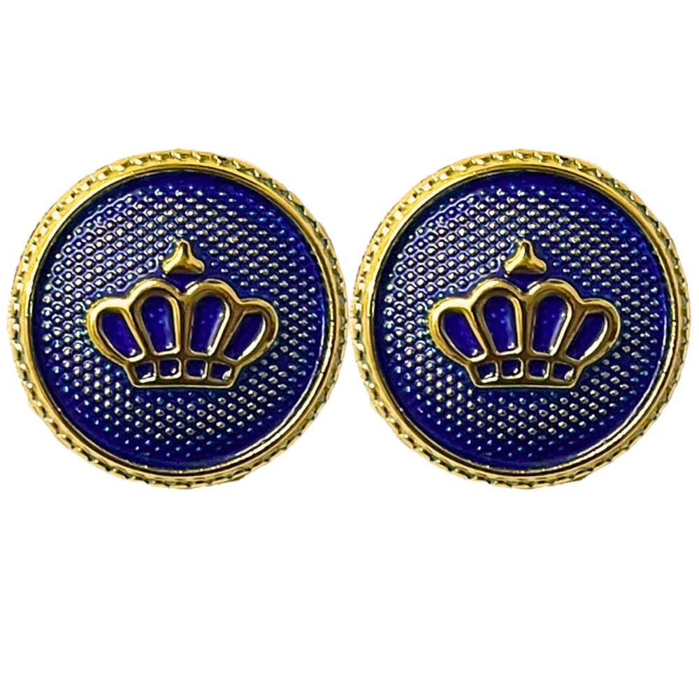 Blue & Golden King’s & Queen’s Favourite Crown Design Round Shank Plastic Button Blue and Golden Colour for Coat, Suit, Blazer, Sherwani, Nehru Jacket and for all Types of Clothes