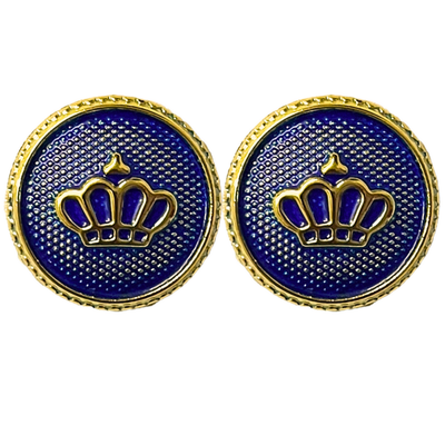 Blue & Golden King’s & Queen’s Favourite Crown Design Round Shank Plastic Button Blue and Golden Colour for Coat, Suit, Blazer, Sherwani, Nehru Jacket and for all Types of Clothes