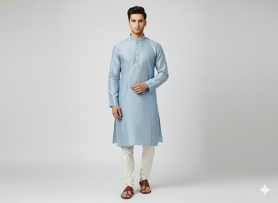 Light Sky Blue Plain Bangalore Raw Silk Fabric  (Wholesale)