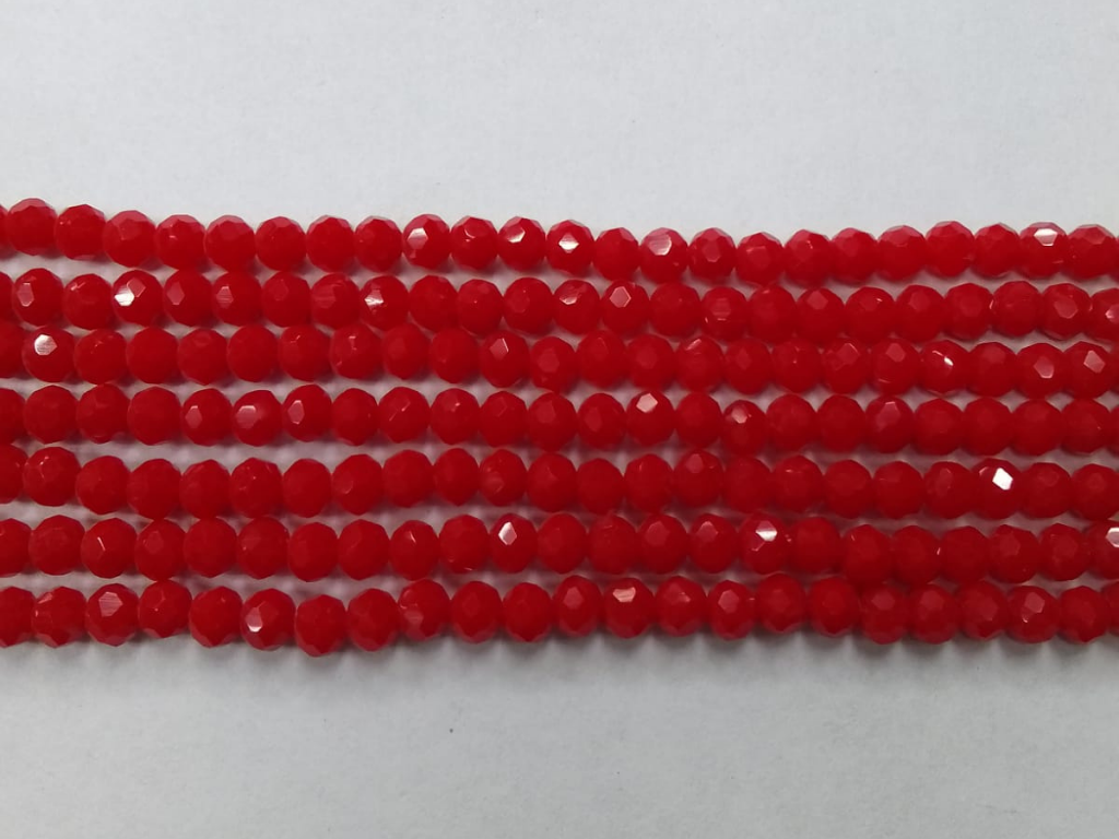 Deep Red Tyre Crystal Glass Beads