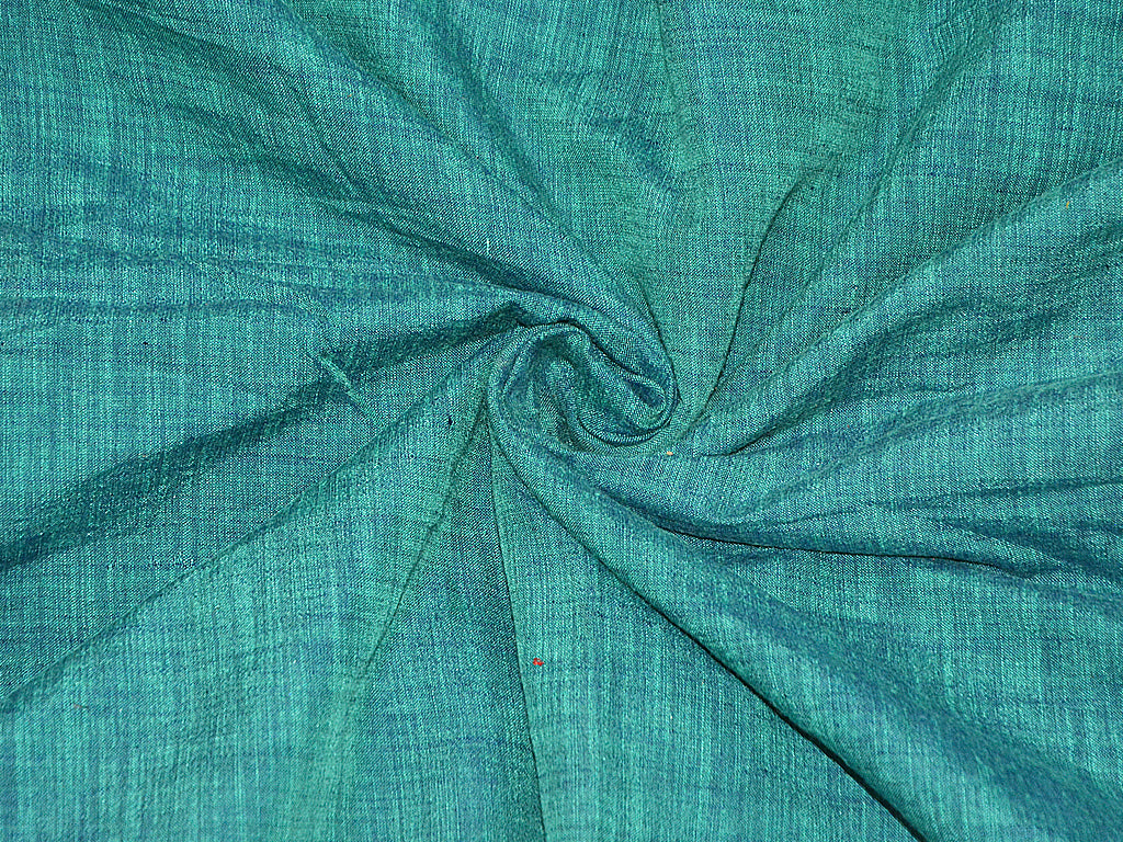 Teal Plain Cotton Khadi Fabric