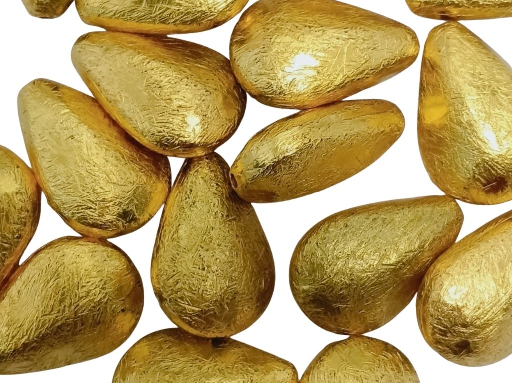 Golden Oval Zari Acrylic Beads