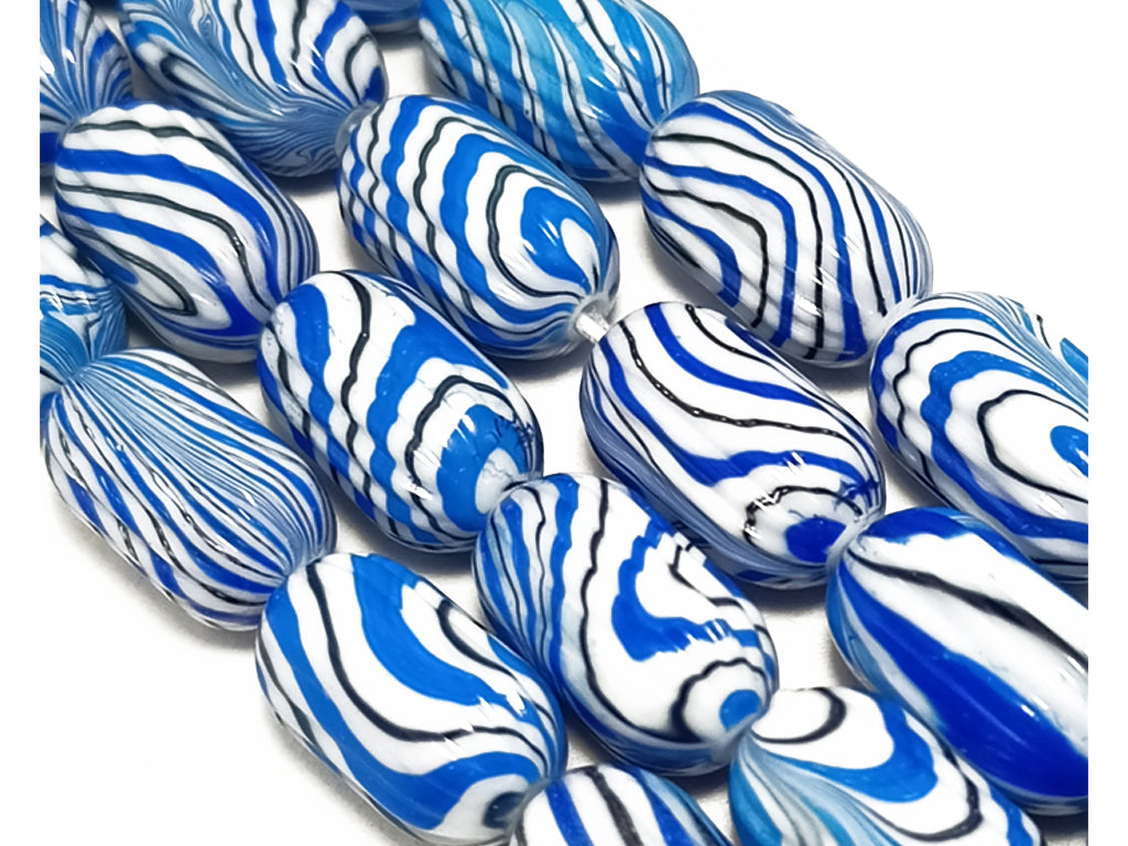 Multicolor Printed Oval Acrylic Beads