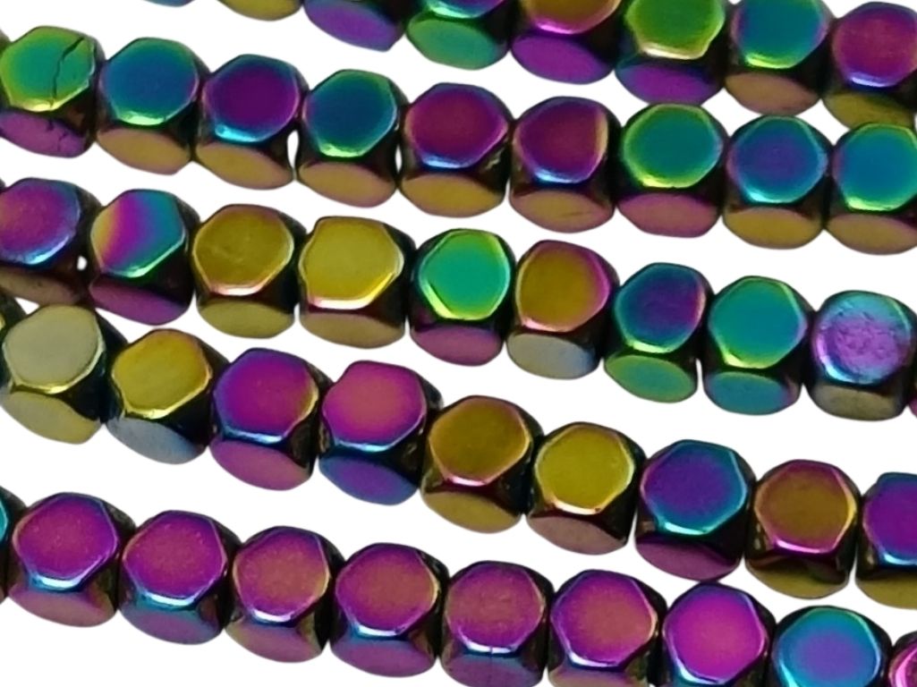 Multicolour Cubic Haemetite Metal Beads