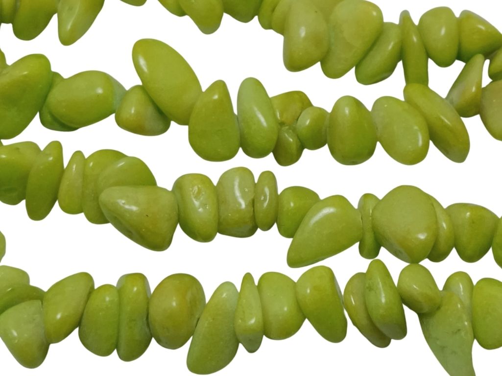 Parrot Green Uneven Glossy Natural Stone Beads (Wholesale)