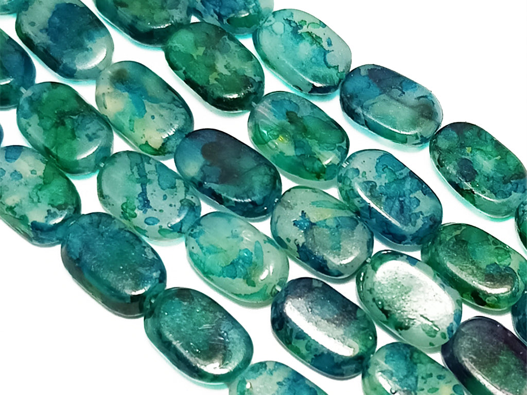 Multicolor Spotted Oval Designer Glass Beads