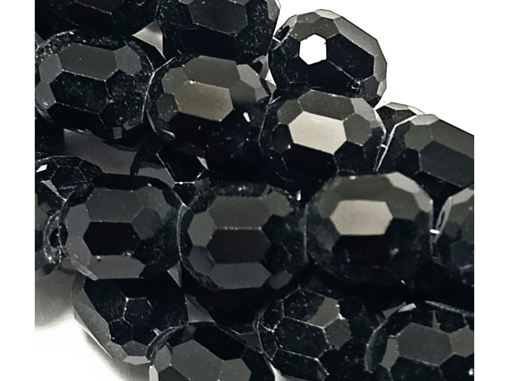 Black Faceted Cuboid Crystal Beads