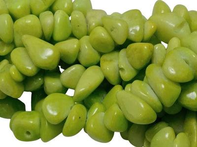 Parrot Green Uneven Glossy Natural Stone Beads