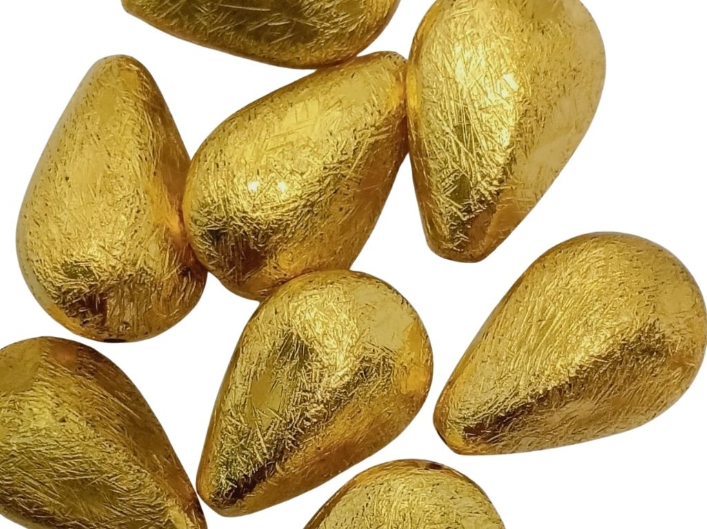 Golden Oval Zari Acrylic Beads