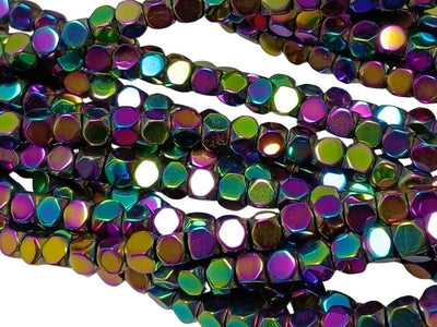 Multicolour Cubic Haemetite Metal Beads