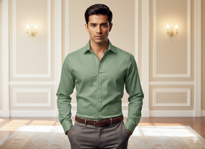 मॉस ग्रीन प्लेन ग्लेज्ड कॉटन फ़ैब्रिक (थोक)