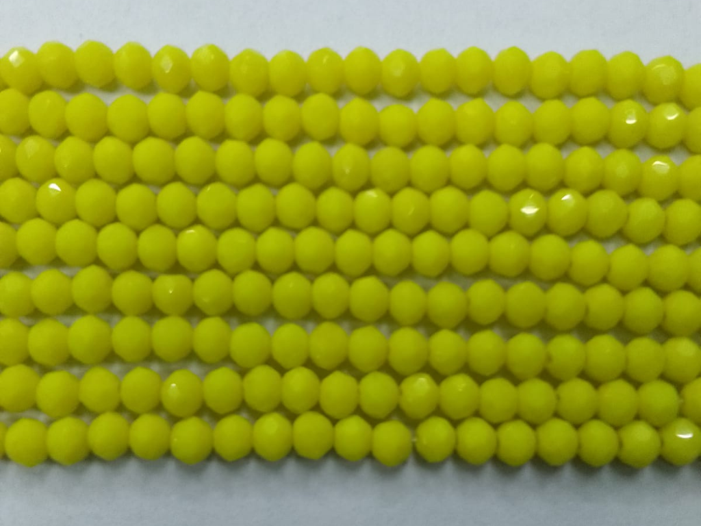 Yellow Opaque Tyre Crystal Glass Beads