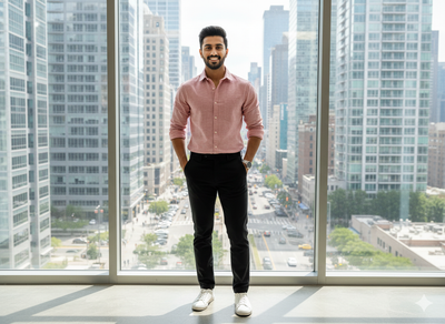 पीच गुलाबी सादा सूती लिनन कपड़ा