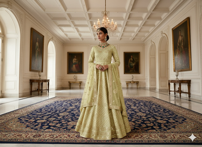 हल्के सुनहरे धातुई सेक्विन कढ़ाई मलाई साटन कपड़ा