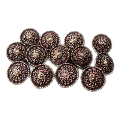 Golden & Maroon Circular Designer Metal Buttons