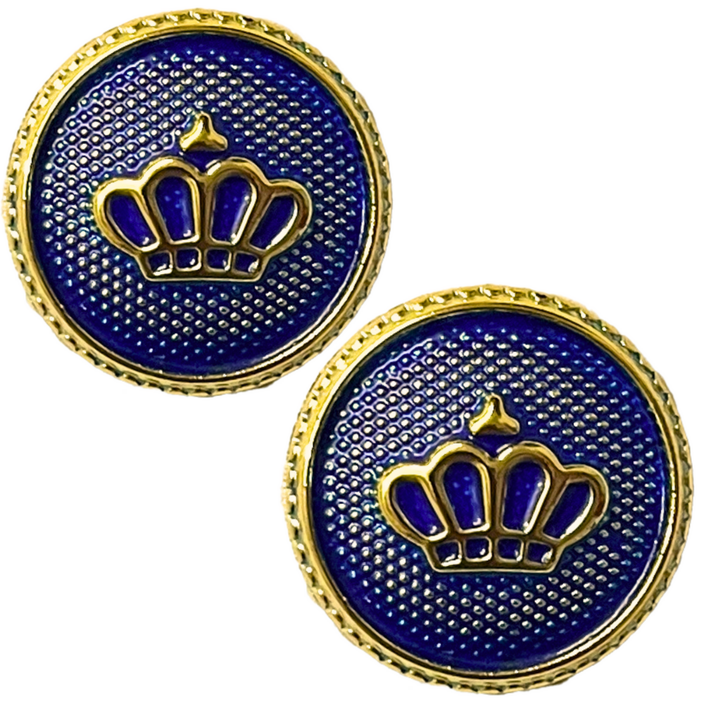 Blue & Golden King’s & Queen’s Favourite Crown Design Round Shank Plastic Button Blue and Golden Colour for Coat, Suit, Blazer, Sherwani, Nehru Jacket and for all Types of Clothes