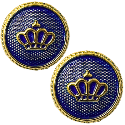 Blue & Golden King’s & Queen’s Favourite Crown Design Round Shank Plastic Button Blue and Golden Colour for Coat, Suit, Blazer, Sherwani, Nehru Jacket and for all Types of Clothes