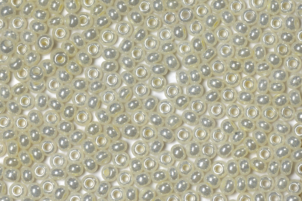 Shiny Off-White Opaque Preciosa Luster Seed Beads