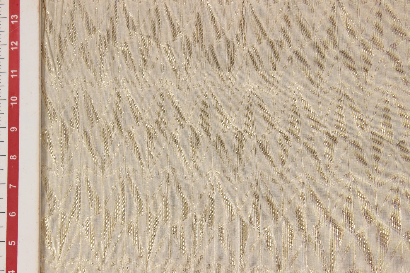 Off White & Golden Abstract Cotton Lurex Jacquard Fabric