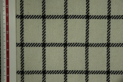 Precut of 2 Meters of Off White & Black Checks Tweed Fabric