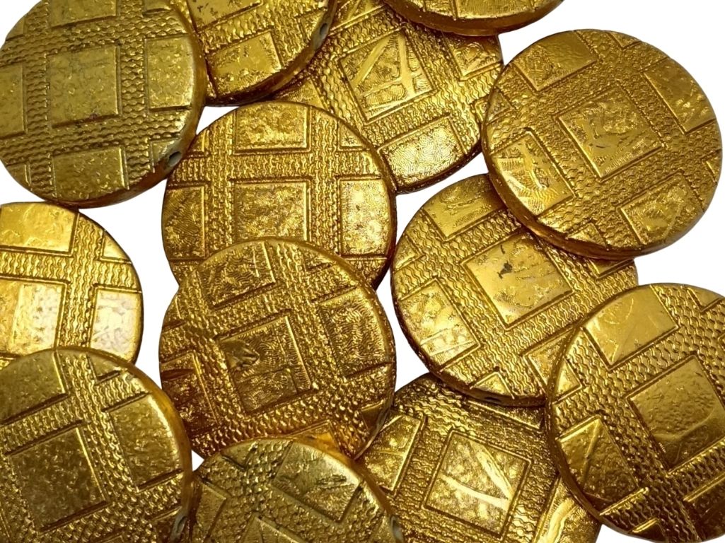 Golden Circular Zari Acrylic Beads