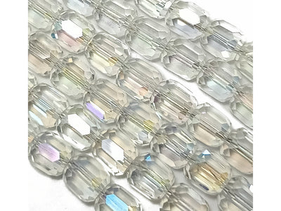 Transparent Faceted Cuboid Crystal Beads