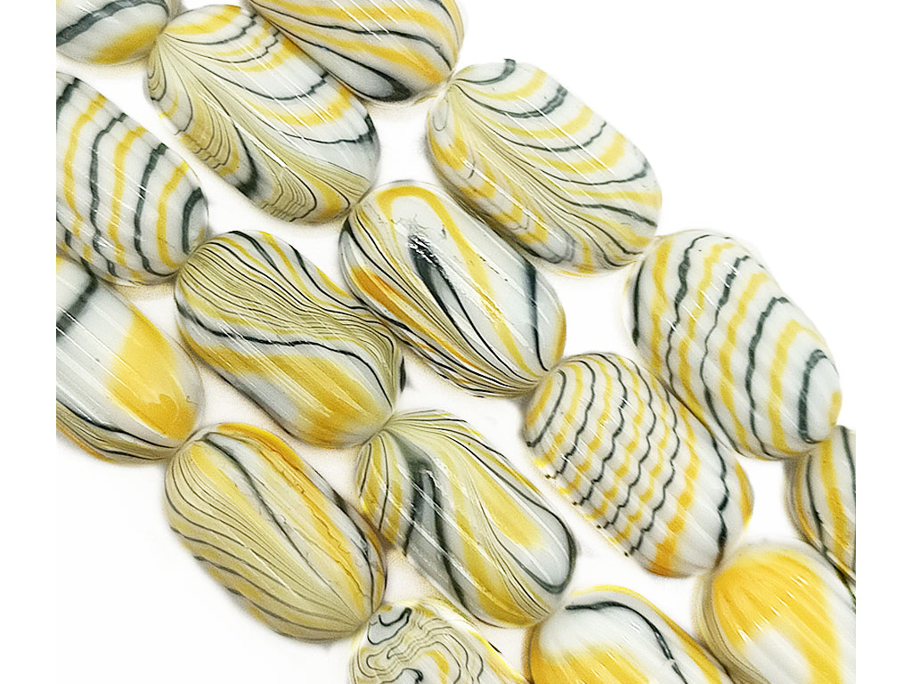 Multicolor Printed Oval Acrylic Beads