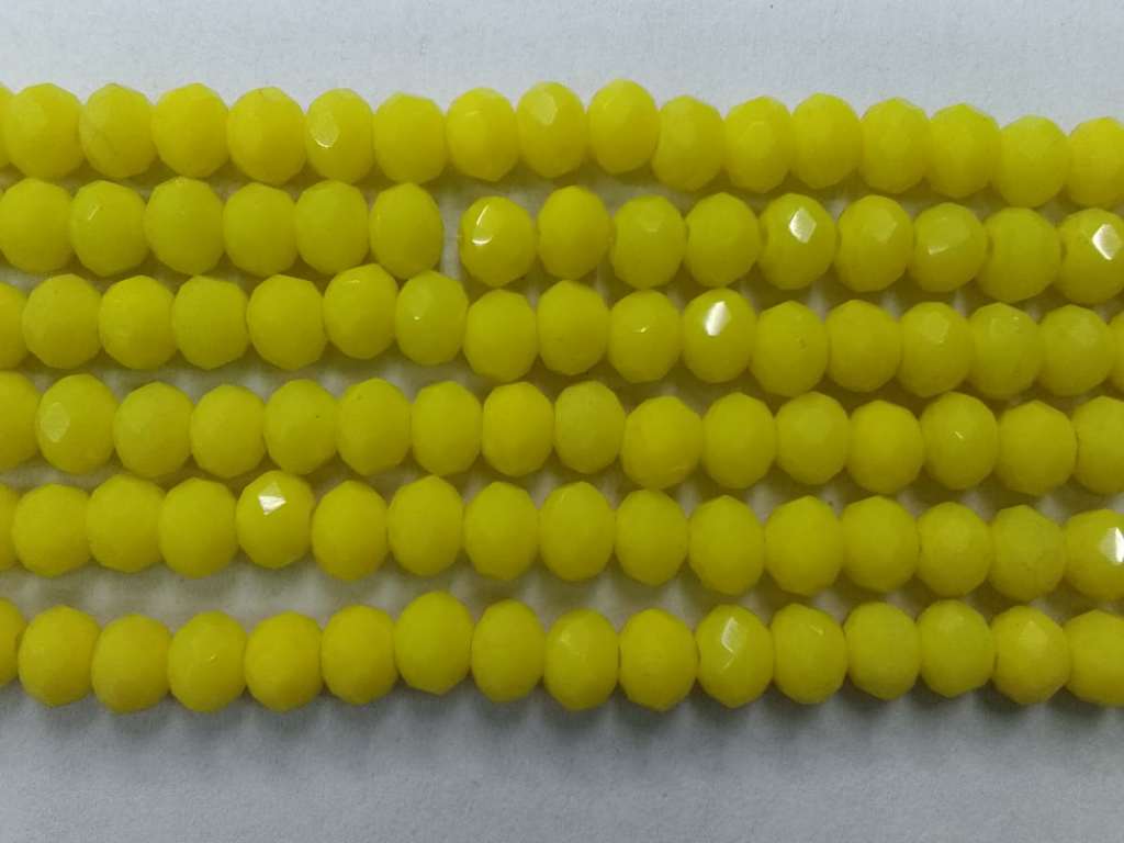 Neon Yellow Tyre Crystal Glass Beads