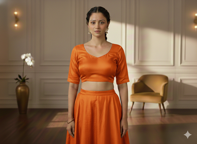 Tangerine Orange Plain Bangalore Raw Silk Fabric  (Wholesale)