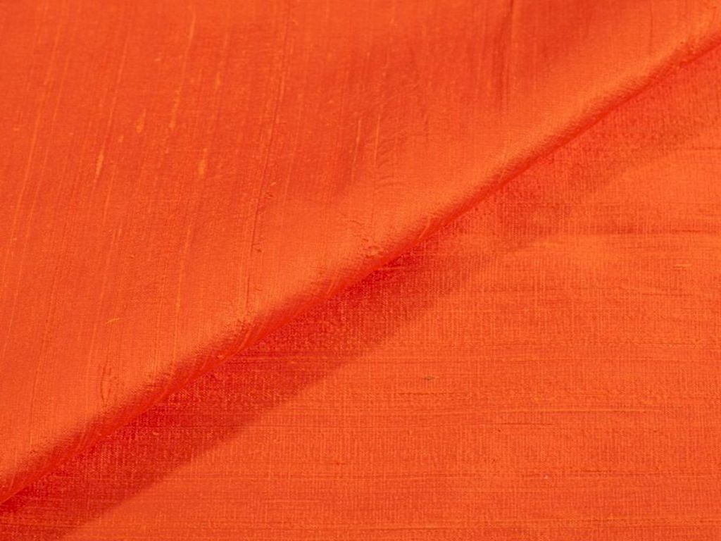 Tangerine Orange Plain Bangalore Raw Silk Fabric  (Wholesale)
