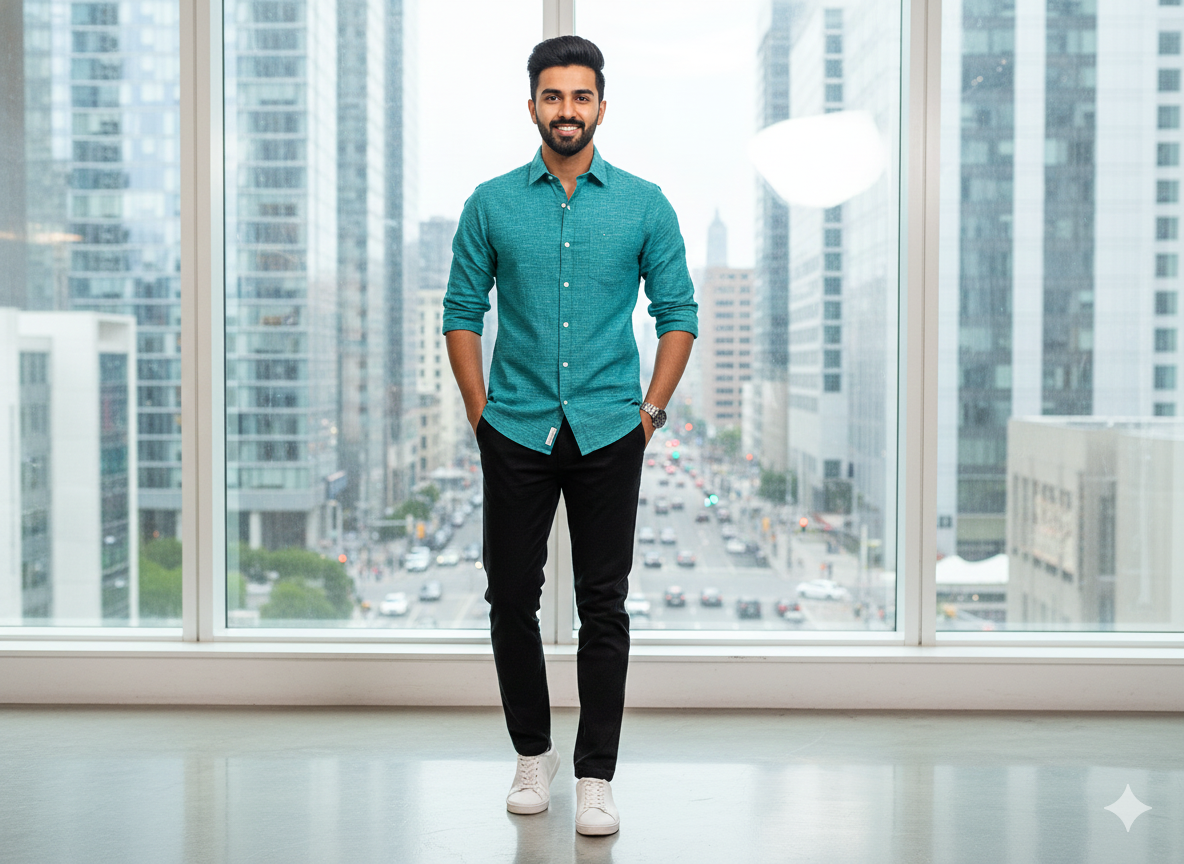 गहरा फ़िरोज़ा हरा सादा सूती लिनन कपड़ा