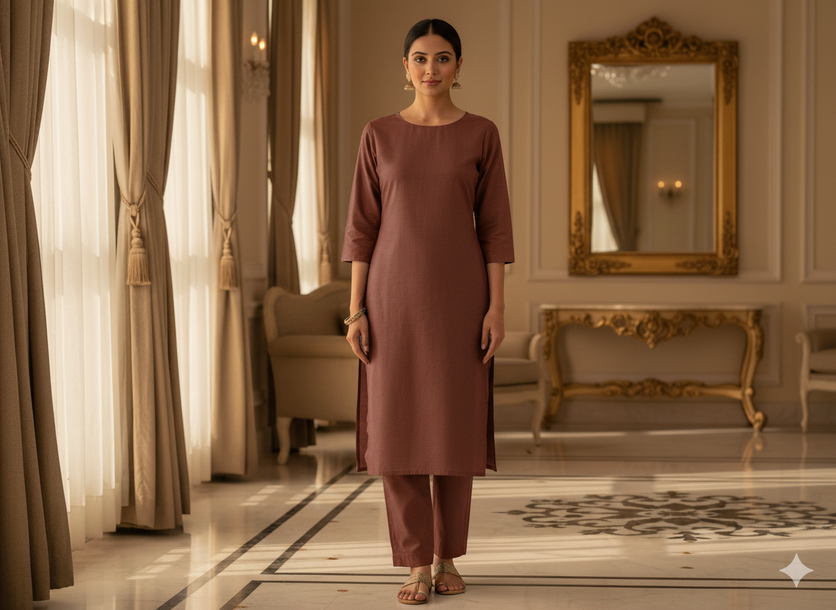 डस्टी लिलाक प्लेन ग्लेज्ड कॉटन फ़ैब्रिक