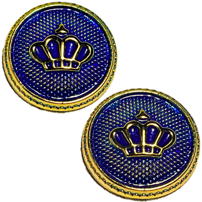 Blue & Golden King’s & Queen’s Favourite Crown Design Round Shank Plastic Button Blue and Golden Colour for Coat, Suit, Blazer, Sherwani, Nehru Jacket and for all Types of Clothes