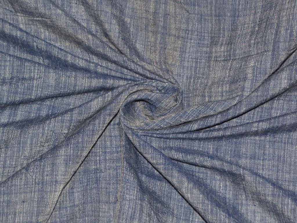 Blue & Gray Plain Cotton Khadi Fabric