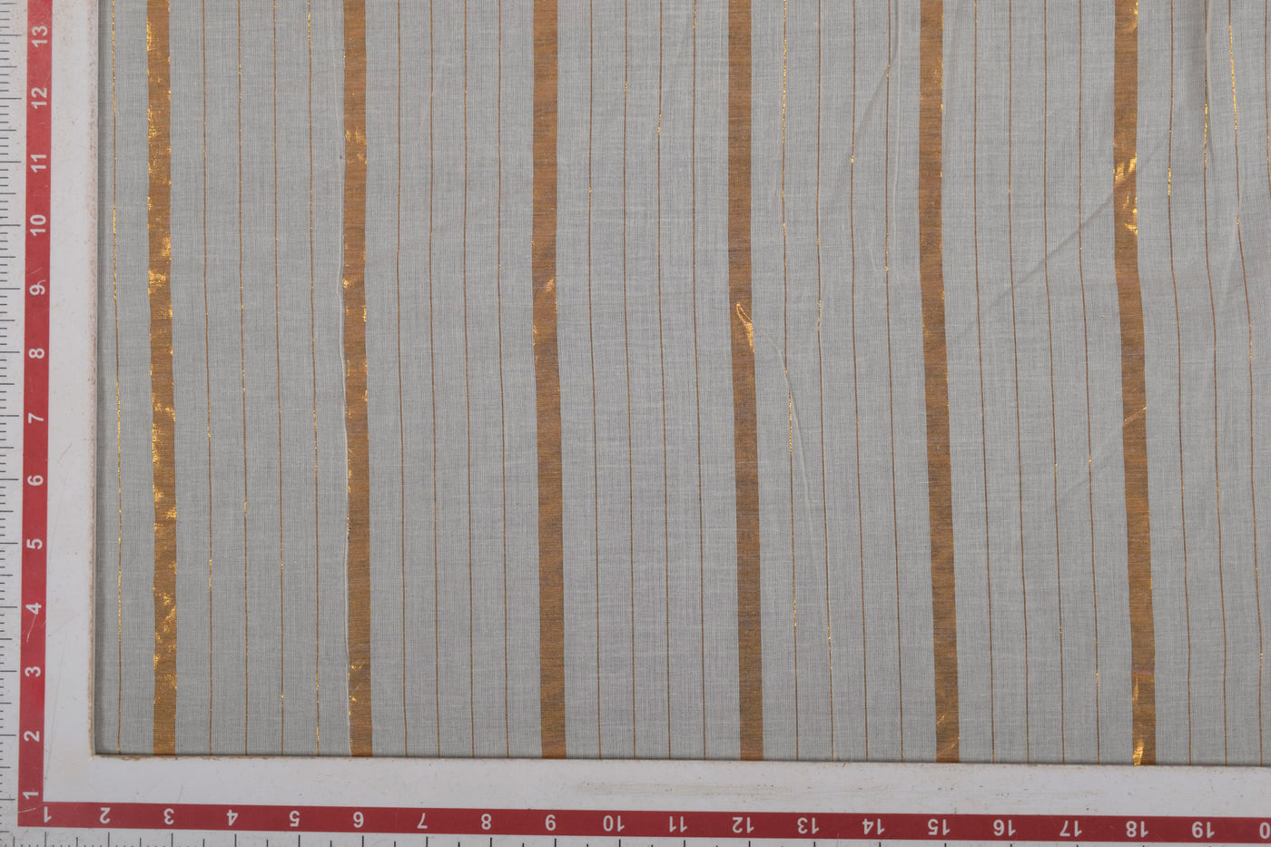 Precuts of Off White & Golden Stripes Cotton Lurex Fabric