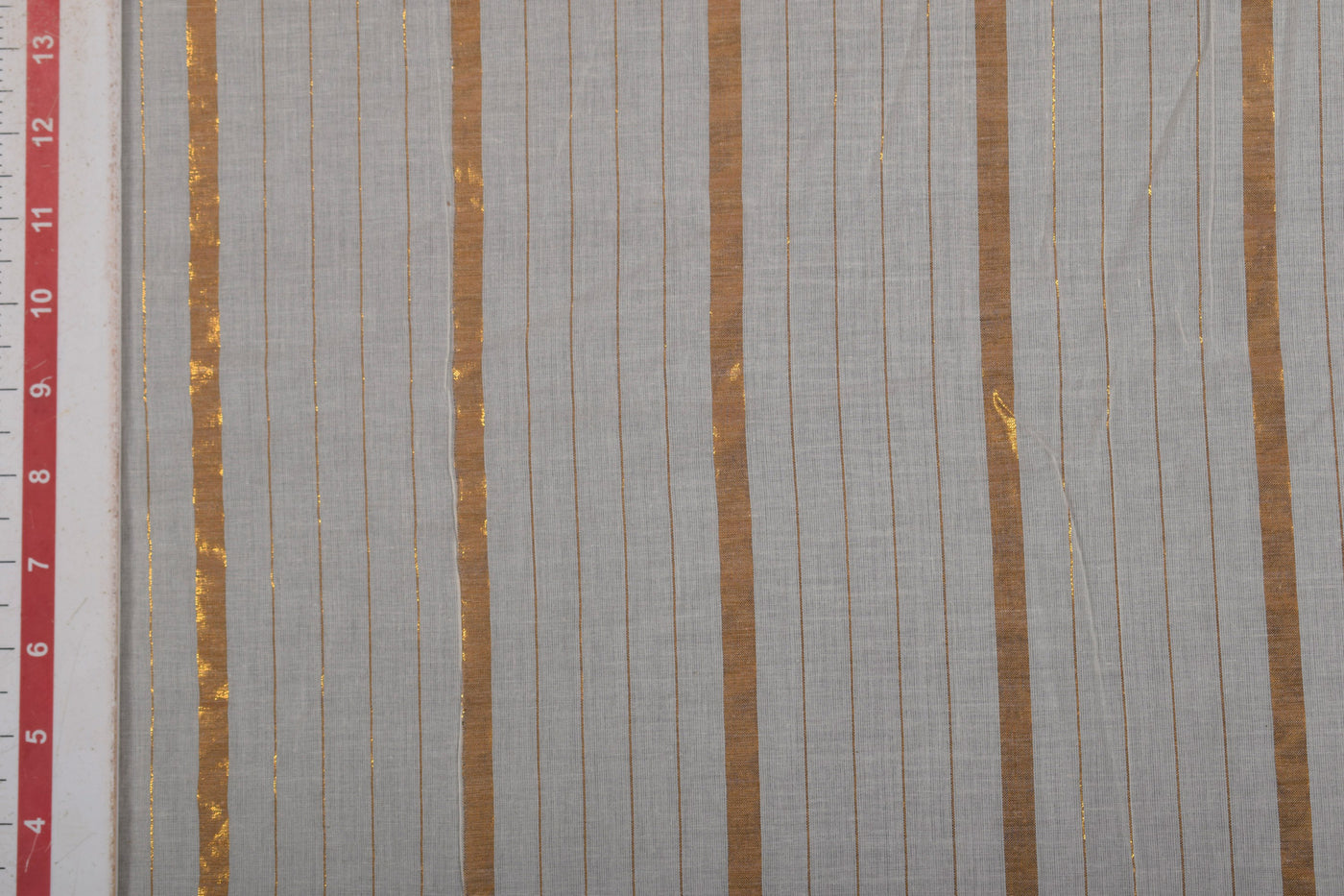 Precuts of Off White & Golden Stripes Cotton Lurex Fabric