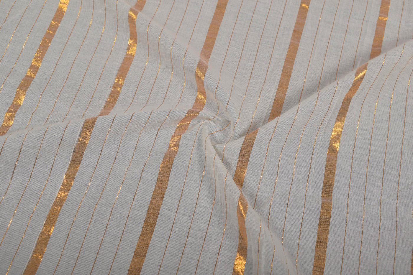 Precuts of Off White & Golden Stripes Cotton Lurex Fabric