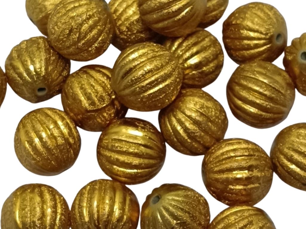 Golden Round  Zari Acrylic Beads