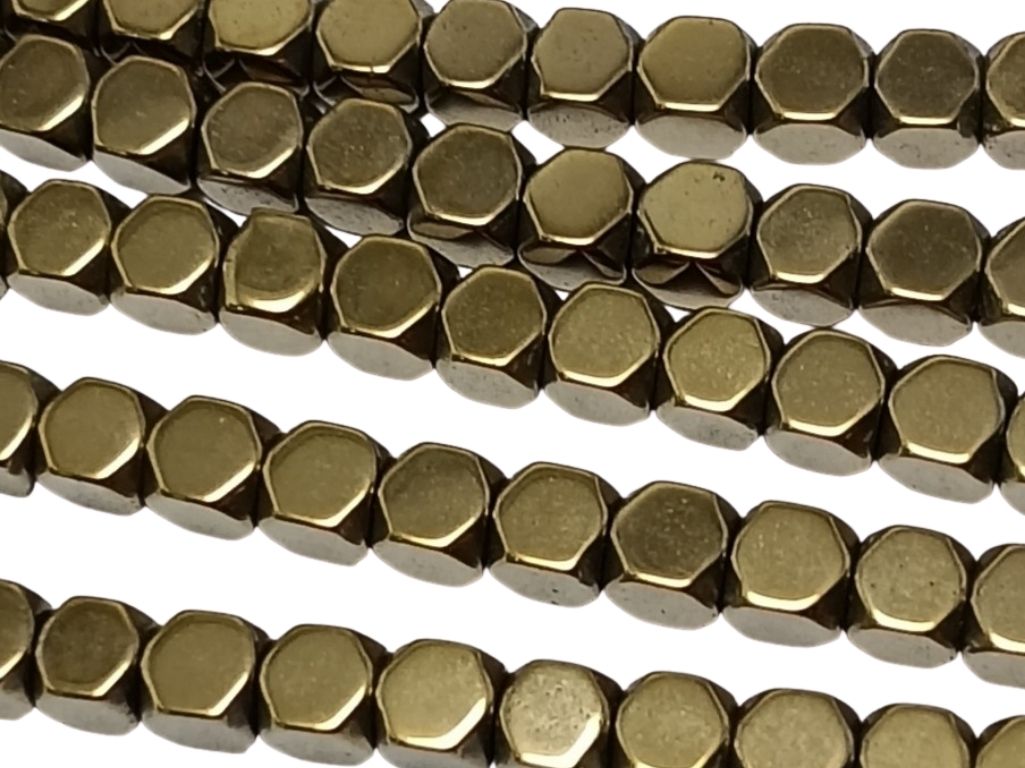 Matallic Golden Cubic Haemetite Metal Beads